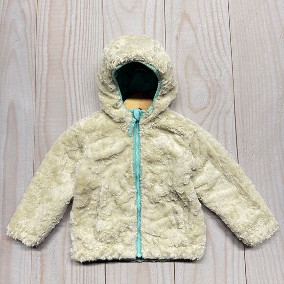 The North Face Toddler Girls 2T Reversible Mossbud Swirl Fleece Puffer Jacket - Picture 4 of 7
